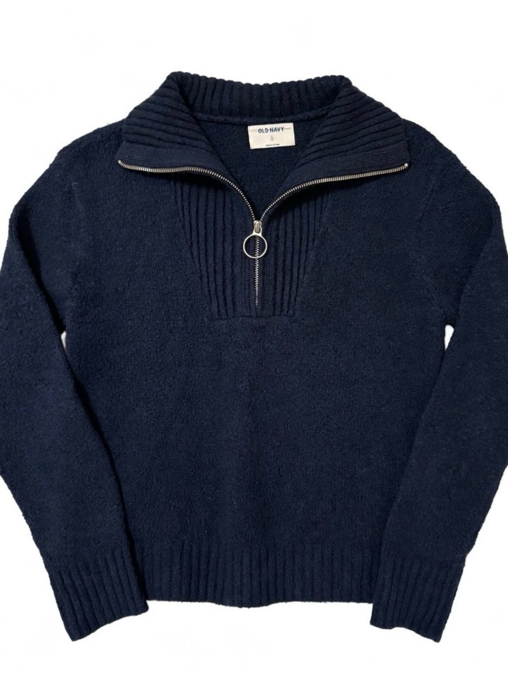 Old Navy Navy Blue Quarter Zip Sweater
XS O-Ring Pull Ribbed Collar